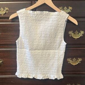 Everlane White Smocked Tank Top